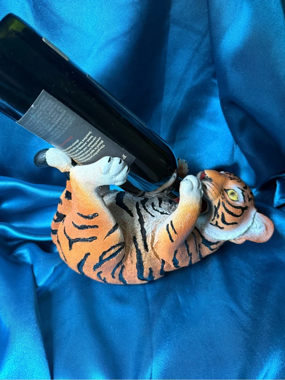 Orange Tiger Ceramic Wine Bottle Holder - Playful Kitchen Accent